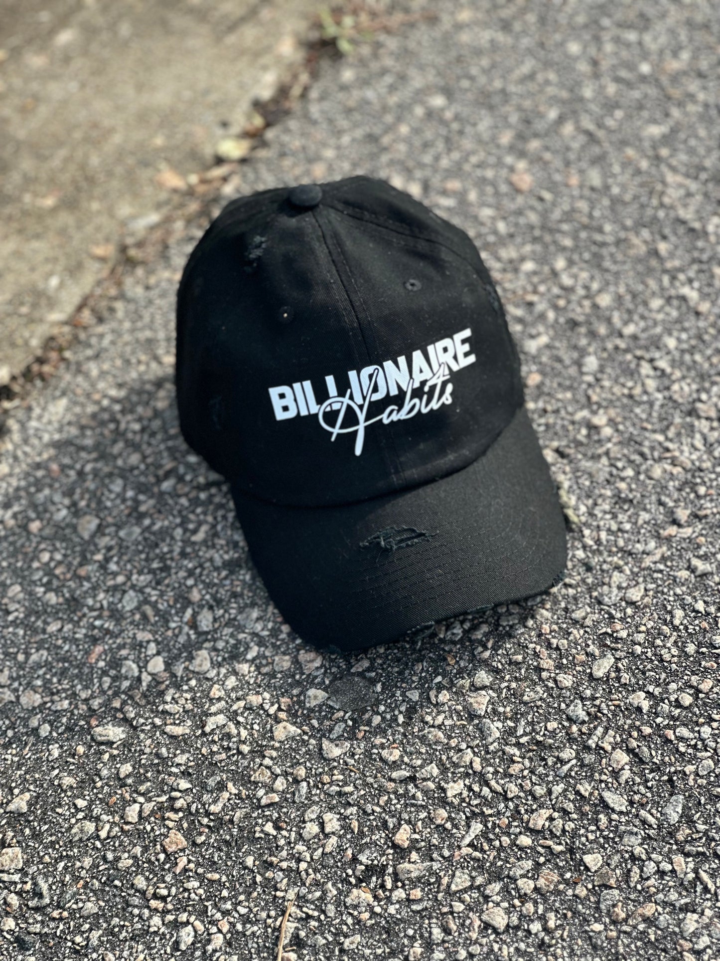 Black X White Distressed Dad Cap